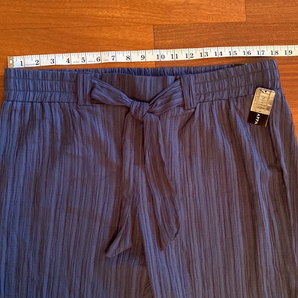SOHO Apparel NWT Dressy Blue Pants Elastic wTie Belt Waist / Size XL - Picture 12 of 14